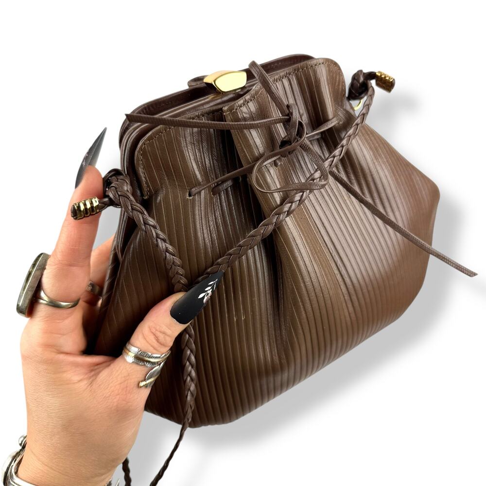 1960's kiss lock taupe striped leather mini purse by CORET MONTREAL CANADA - Picture 5 of 16